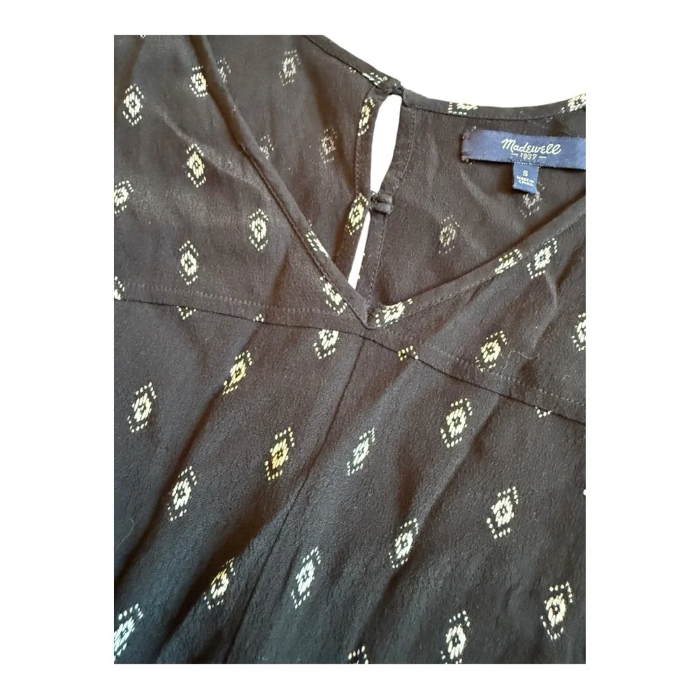 Women's Madewell Perimeter Romper Black/White Diamond Stitch Print Size S - Picture 5 of 12
